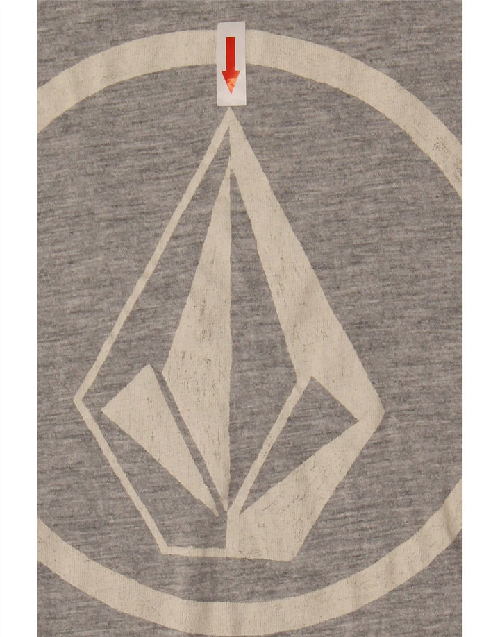 Мужская футболка Volcom с рисунком, большой серый хлопок с цветными блоками