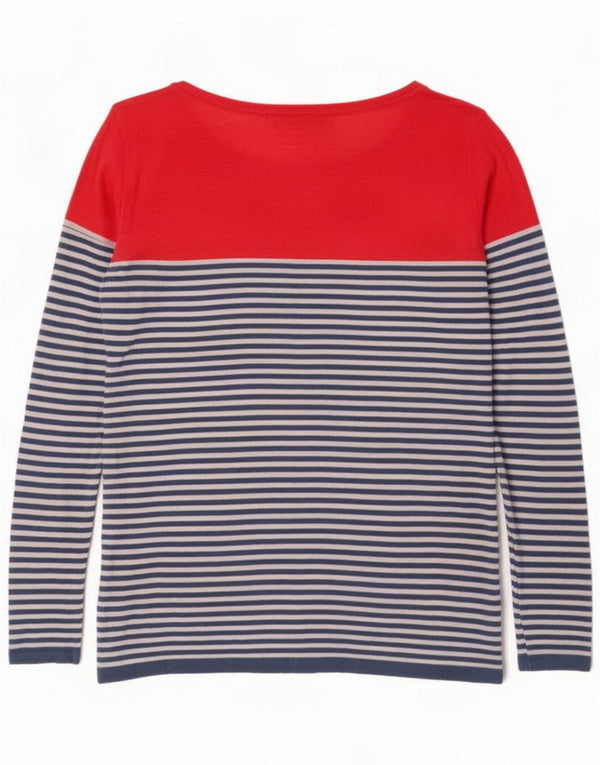 Crew Clothing Женский топ с длинным рукавом UK 14, лен в большую синюю полоску