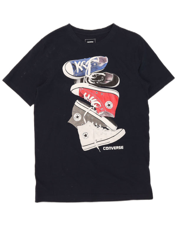Футболка с рисунком Converse для мальчиков, топ 13–14 лет, XL, темно-синий, хлопок