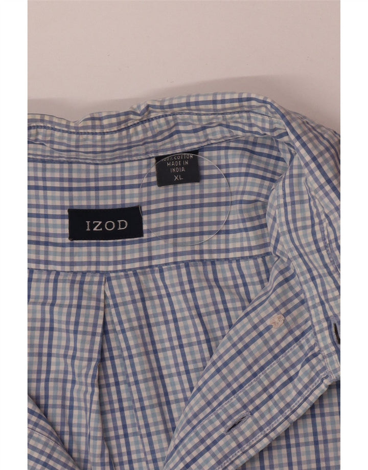 Izod Мужская рубашка с коротким рукавом XL, синяя клетка, хлопок