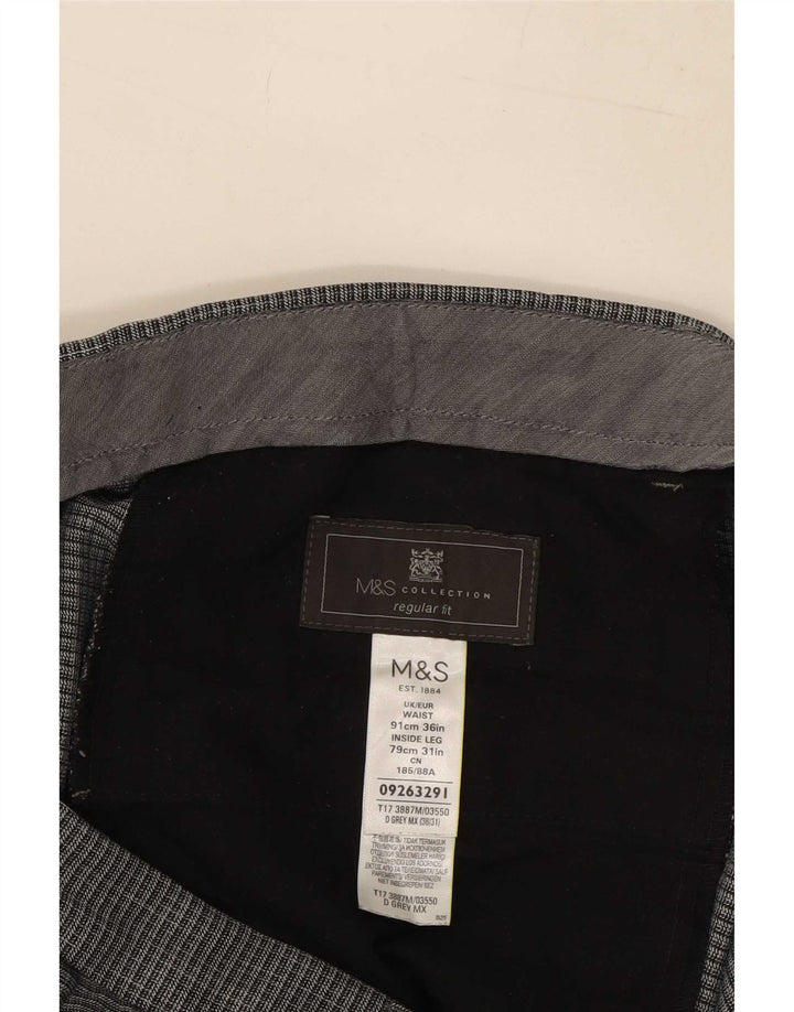Мужские костюмные брюки классического кроя Marks & Spencer W36 L31, серый полиэстер