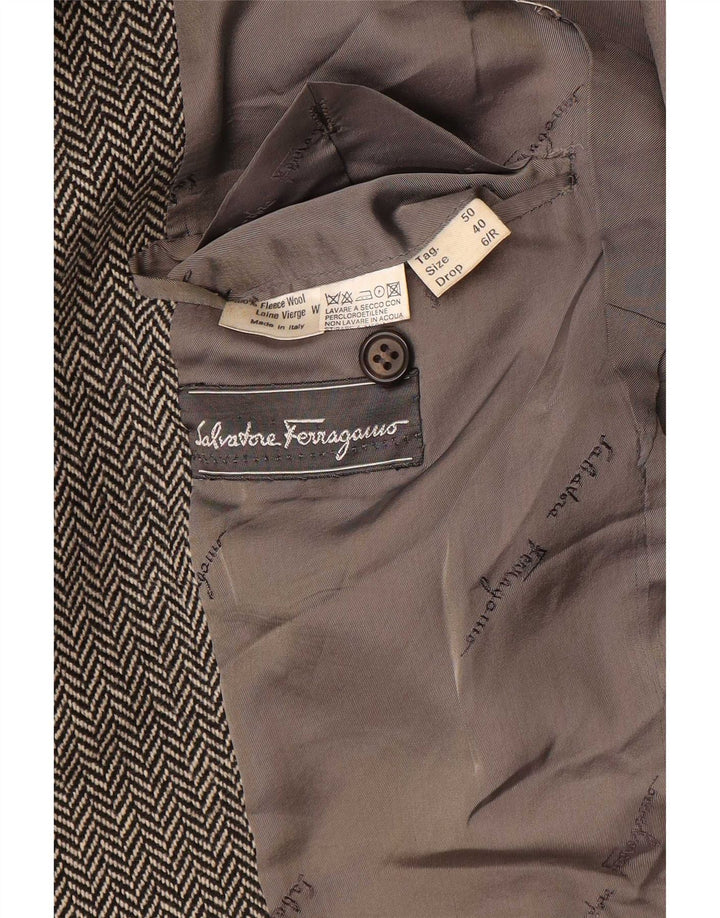 Мужской пиджак Salvatore Ferragamo UK 40, большой серый с узором «в елочку»