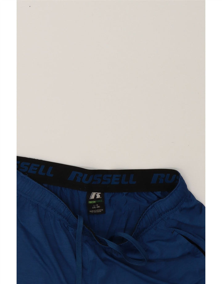 RUSSELL ATHLETIC Mens Sport Shorts Large  Blue Colourblock Polyester Vintage Russell Athletic and Second-Hand Russell Athletic from Messina Hembry 
