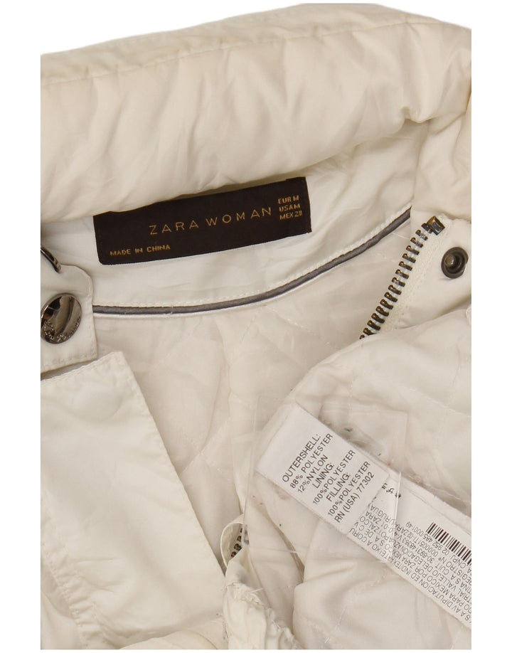 Женская куртка-бомбер с капюшоном Zara UK 12, средний белый полиэстер