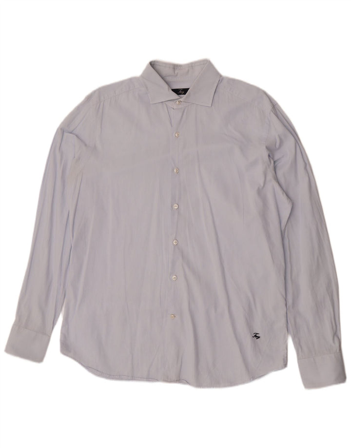 Мужская рубашка Fay, размер 43, 17 XL, синяя