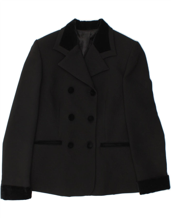 VINTAGE Womens Double Breasted Blazer Jacket IT 46 Large Black Polyester Vintage Vintage and Second-Hand Vintage from Messina Hembry 