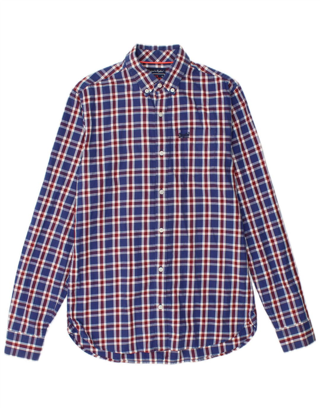 SUPERDRY Мужская фланелевая рубашка XS Темно-синяя клетка в клетку, хлопок