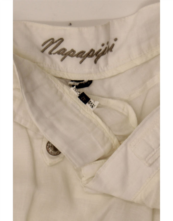 NAPAPIJRI Womens Straight Trousers IT 42 Medium W32 L31 Off White Vintage Napapijri and Second-Hand Napapijri from Messina Hembry 