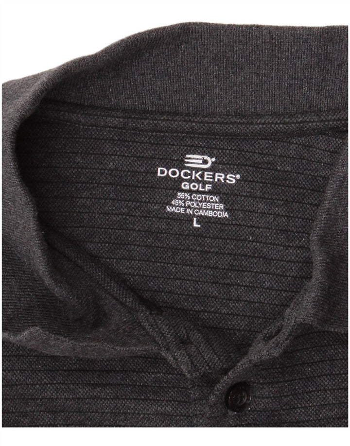 Мужская рубашка-поло для гольфа DOCKERS, хлопковая большая серая полоска