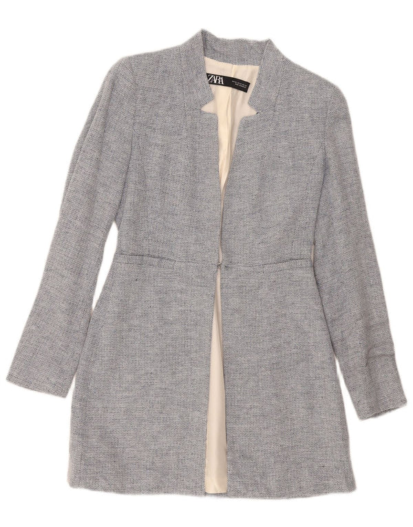 Женский удлиненный пиджак Zara UK 4 XS Синий с шевроном Modern