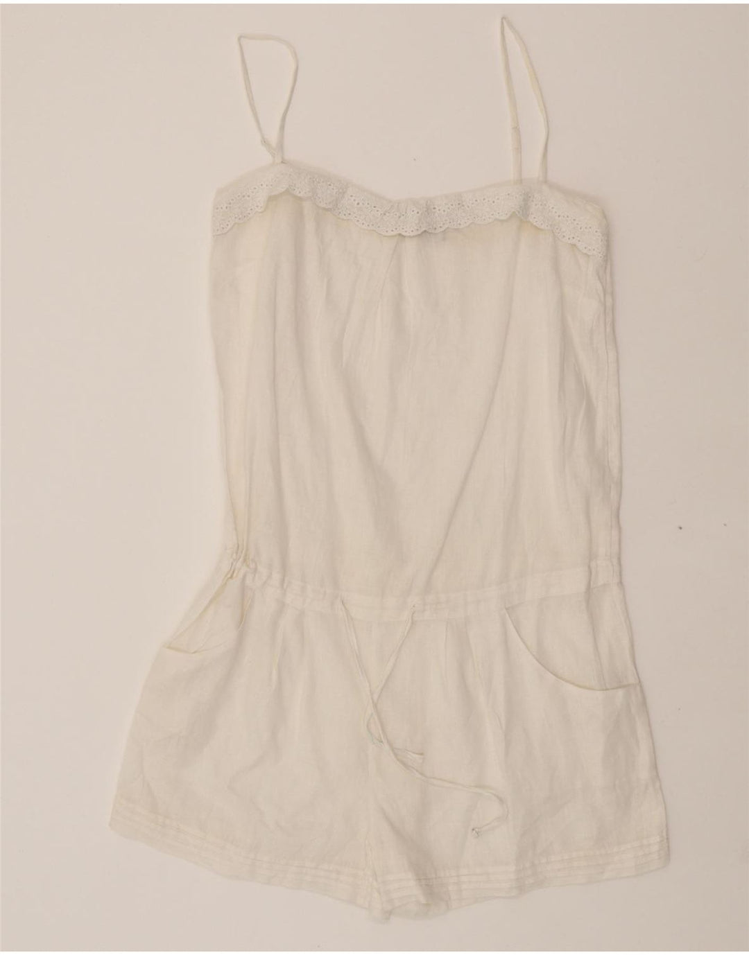 MASSIMO DUTTI Womens Playsuit UK 12 Medium  White Linen Vintage Massimo Dutti and Second-Hand Massimo Dutti from Messina Hembry 