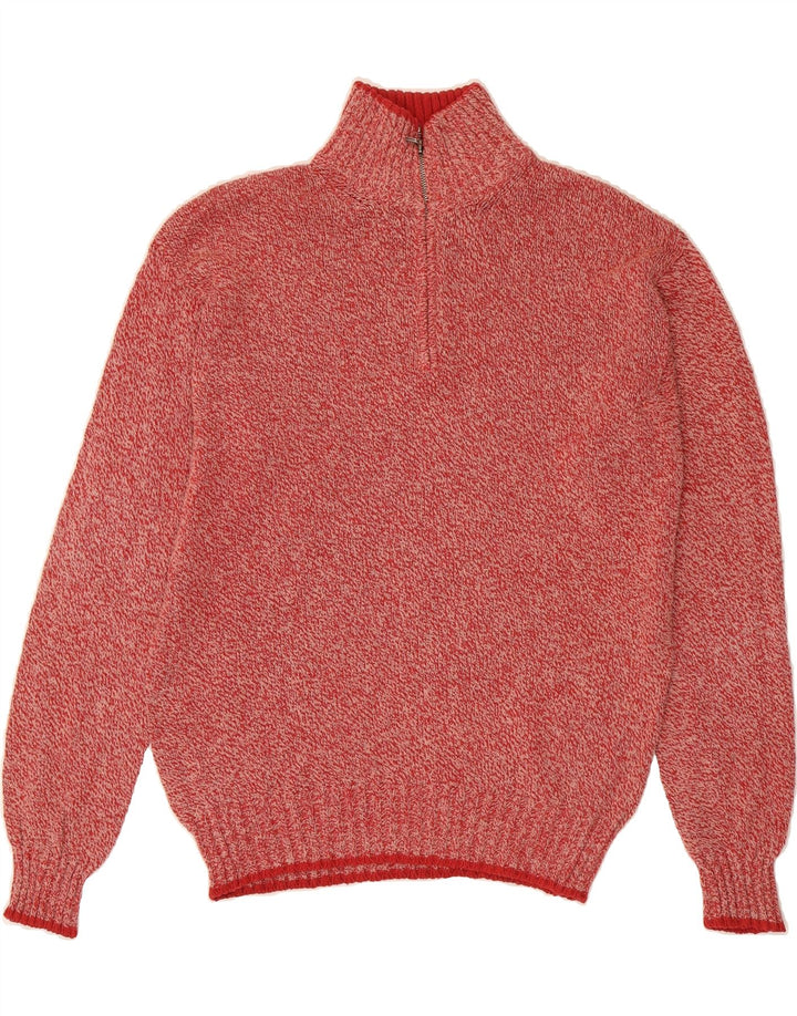 BROOKSFIELD Mens Zip Neck Jumper Sweater Large Red Flecked Vintage Brooksfield and Second-Hand Brooksfield from Messina Hembry 