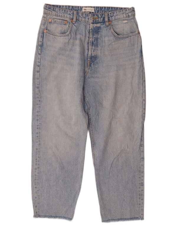 Женские укороченные зауженные джинсы с высокой талией Zara EU 44 XL W34 L26 синие