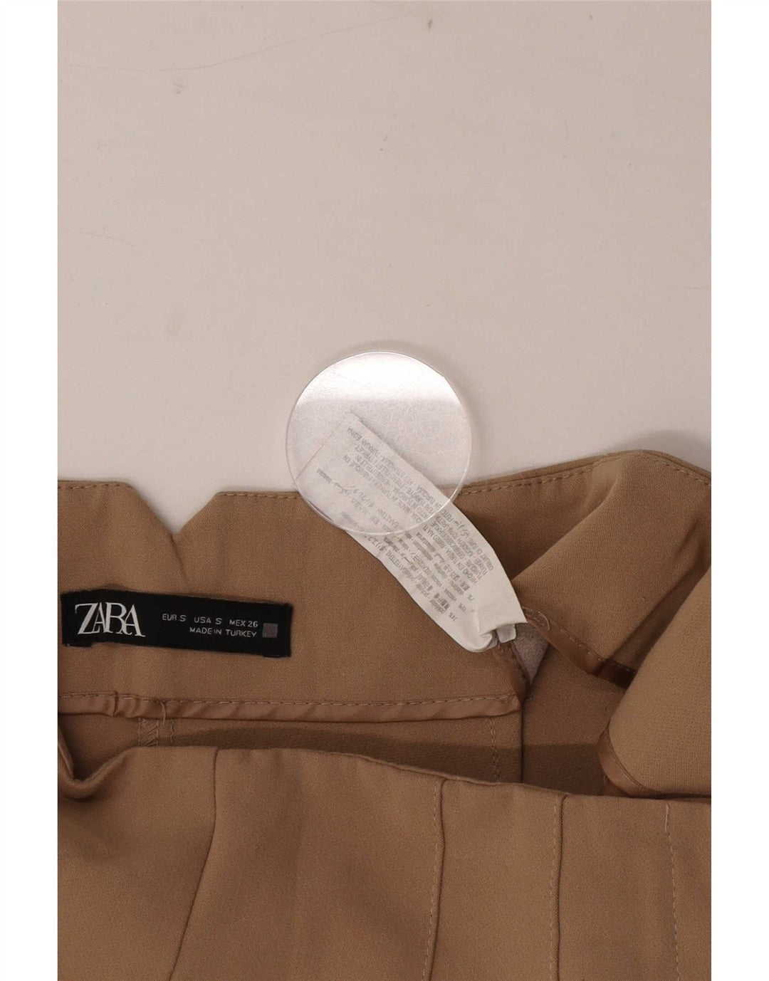 Женские зауженные повседневные брюки Zara, маленькие W26 L26, коричневые, полиэстер