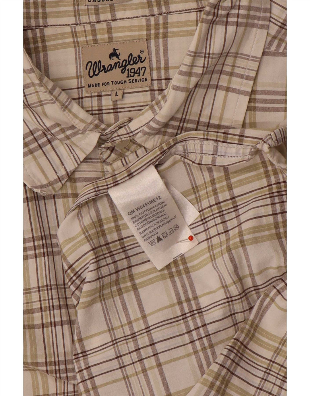 Мужская рубашка с коротким рукавом Wrangler, большая бежевая клетка, хлопок