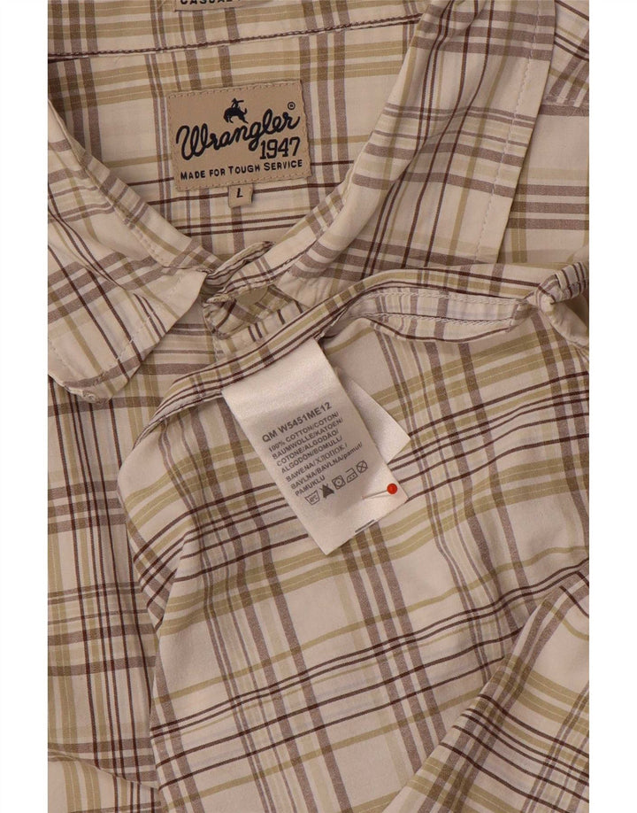 Мужская рубашка с коротким рукавом Wrangler, большая бежевая клетка, хлопок