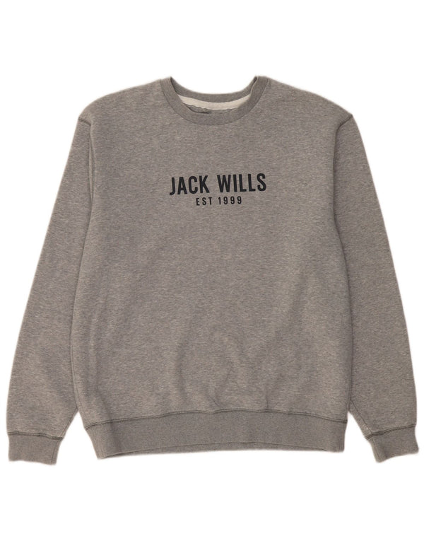 Мужской свитшот с рисунком JACK WILLS, большой серый хлопковый джемпер