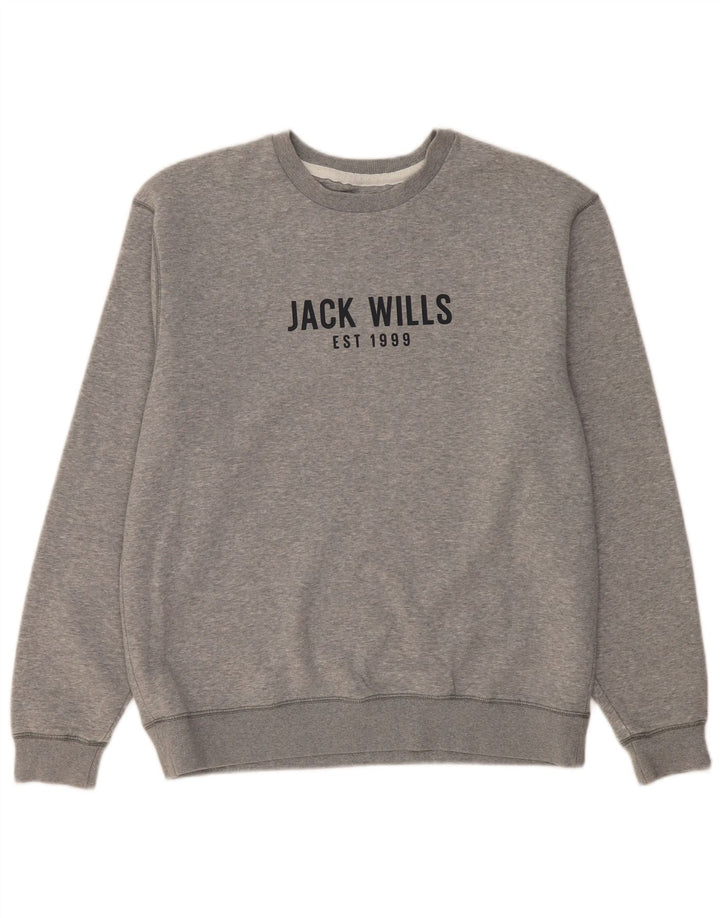 Мужской свитшот с рисунком JACK WILLS, большой серый хлопковый джемпер
