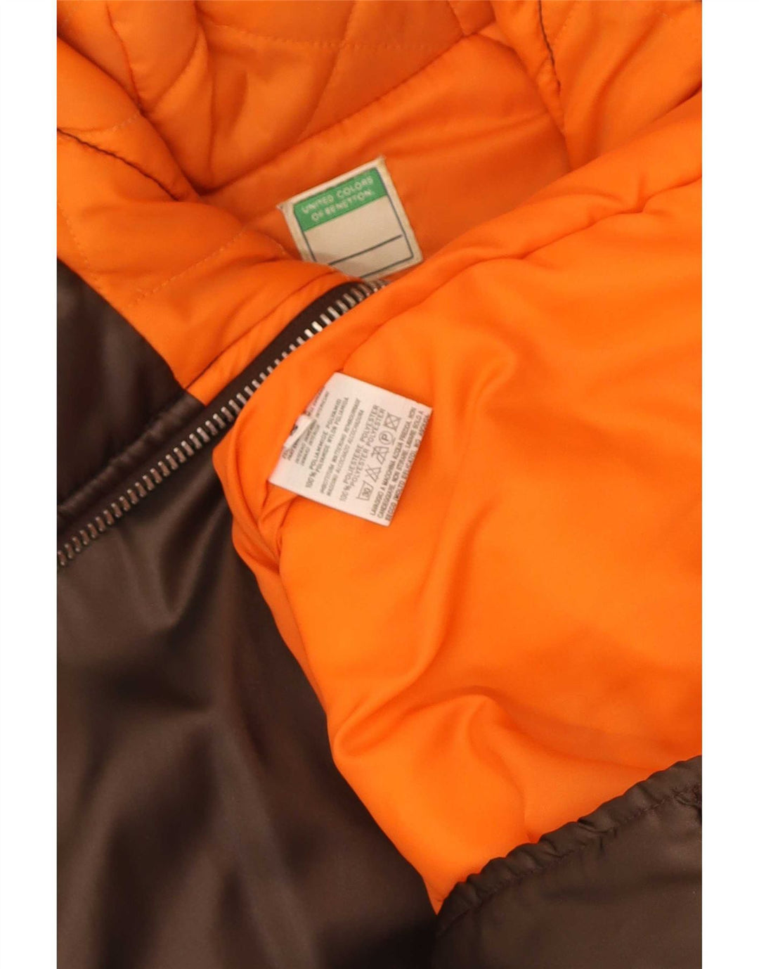 Женская парка большого размера с капюшоном Benetton UK 10, маленький коричневый полиамид