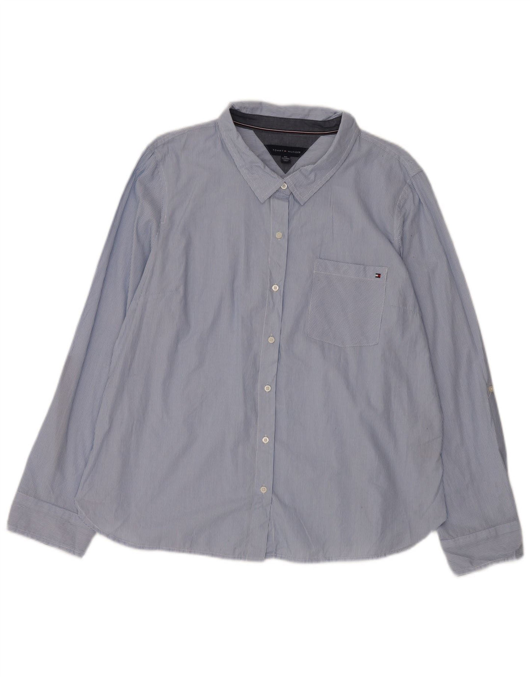 TOMMY HILFIGER Женская рубашка UK 20 2XL синяя хлопковая полоска
