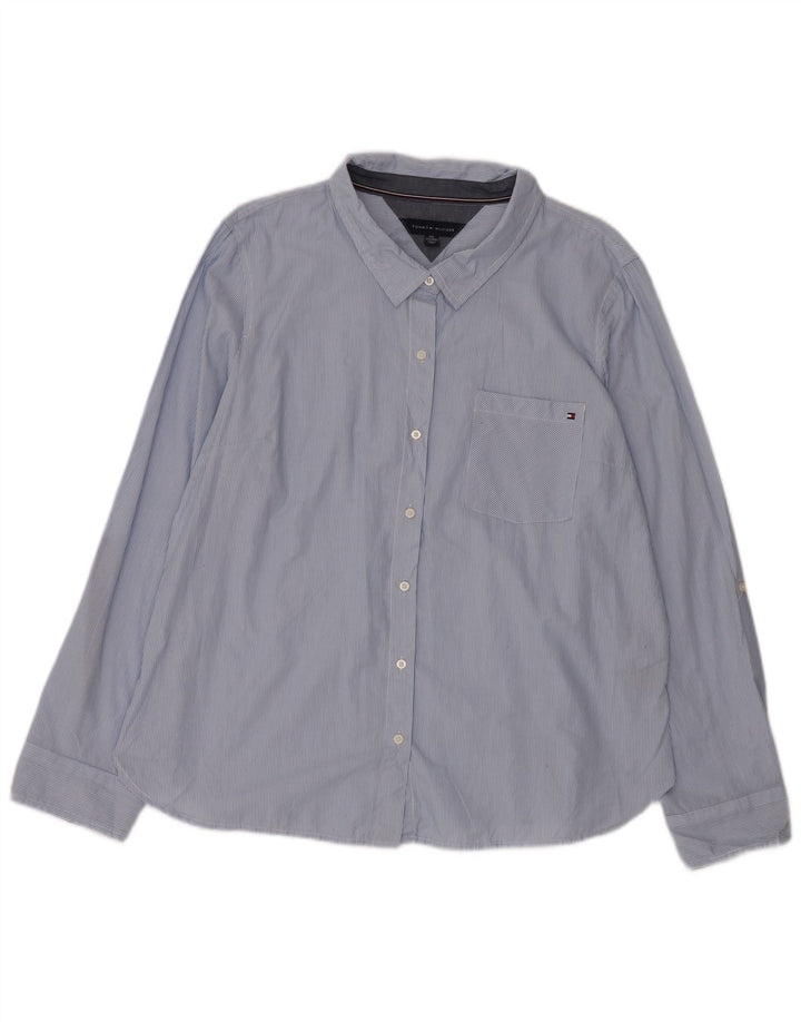 TOMMY HILFIGER Женская рубашка UK 20 2XL синяя хлопковая полоска