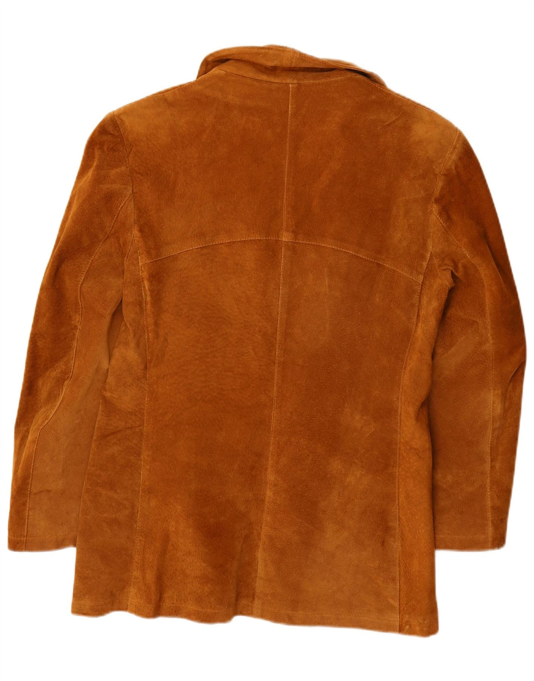 ВИНТАЖНЫЙ женский замшевый пиджак на 3 пуговицах IT 46, большой коричневый кожаный