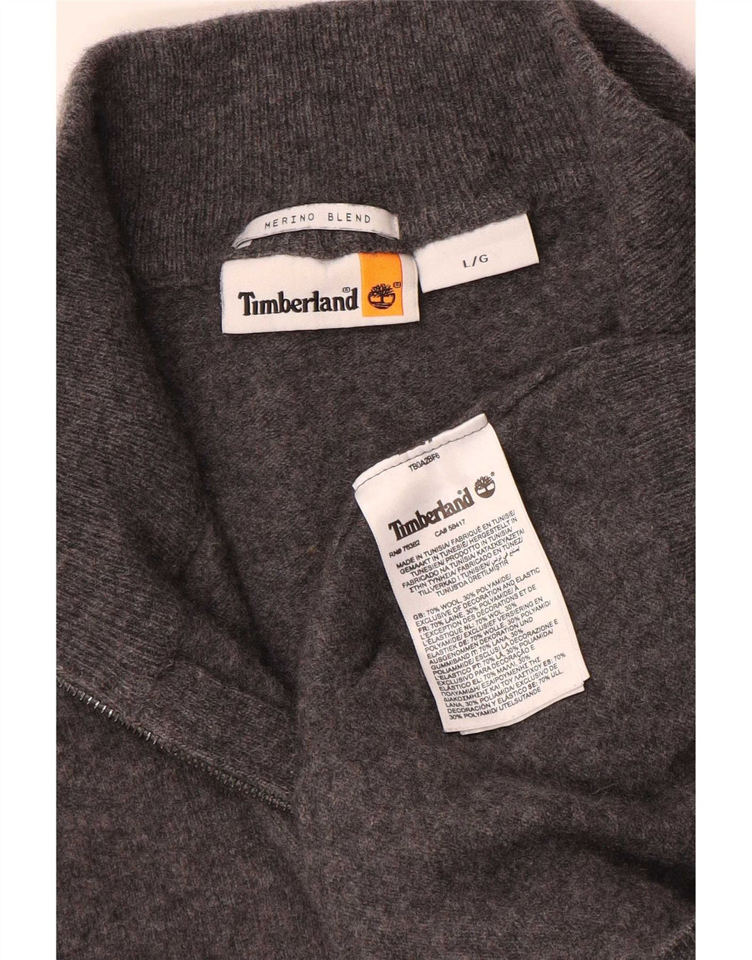 Мужской джемпер с воротником на молнии Timberland, большой серый шерстяной свитер в крапинку
