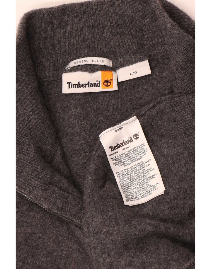 Мужской джемпер с воротником на молнии Timberland, большой серый шерстяной свитер в крапинку