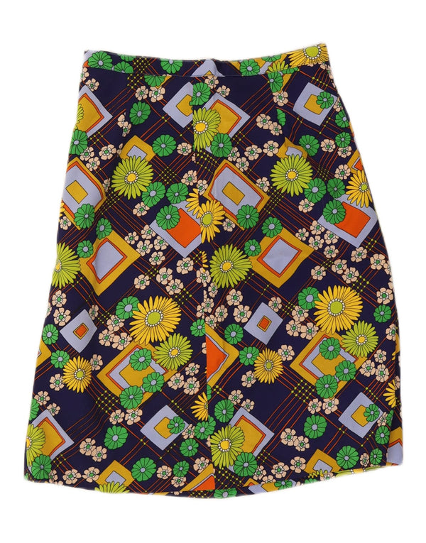 ВИНТАЖНАЯ женская юбка-трапеция W29, средний разноцветный цветочный принт