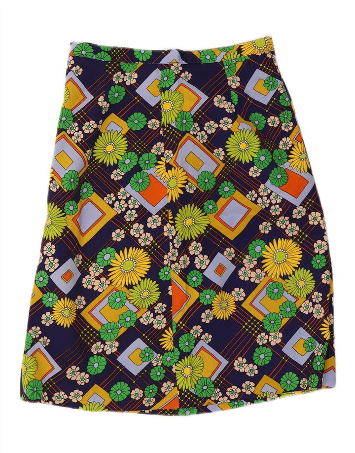 ВИНТАЖНАЯ женская юбка-трапеция W29, средний разноцветный цветочный принт