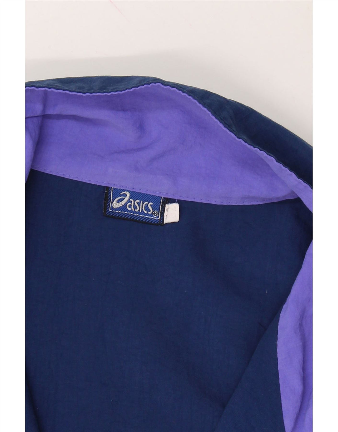 ASICS Mens Graphic Tracksuit Top Jacket IT 52 Large Navy Blue Colourblock Vintage Asics and Second-Hand Asics from Messina Hembry 