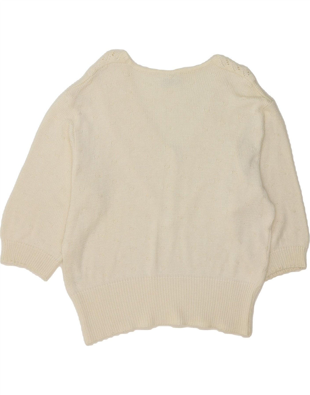 RABE Womens Short Sleeve V-Neck Jumper Sweater EU 42 Large White Vintage Rabe and Second-Hand Rabe from Messina Hembry 