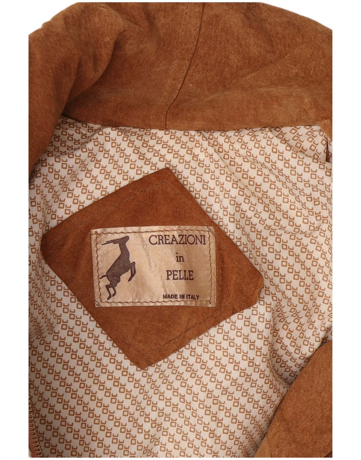 Винтажная женская кожаная флисовая куртка UK 14, кожа среднего белого цвета с цветными блоками