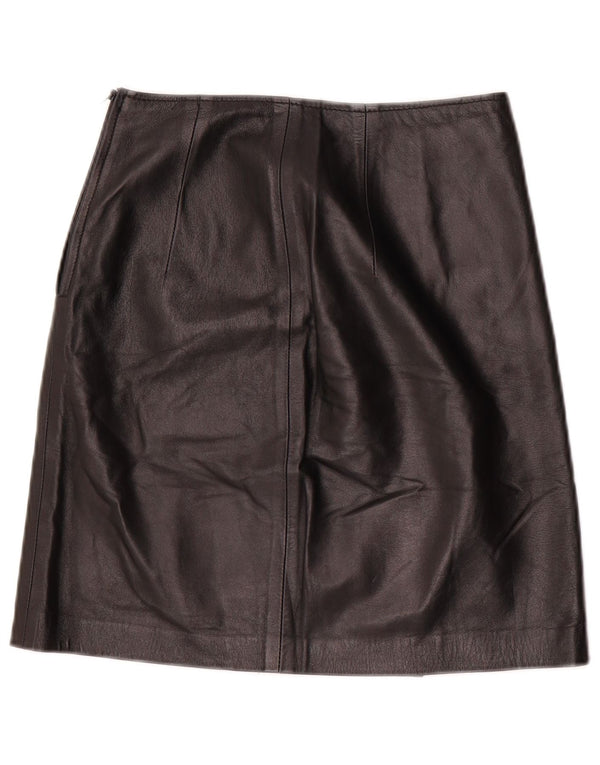 Винтажная женская кожаная юбка с высокой талией IT 42 Medium W24 Черная