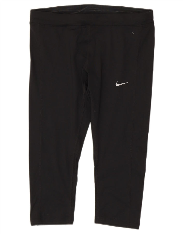 NIKE Womens Dri Fit Capri Leggings UK 12 Medium  Black Polyester