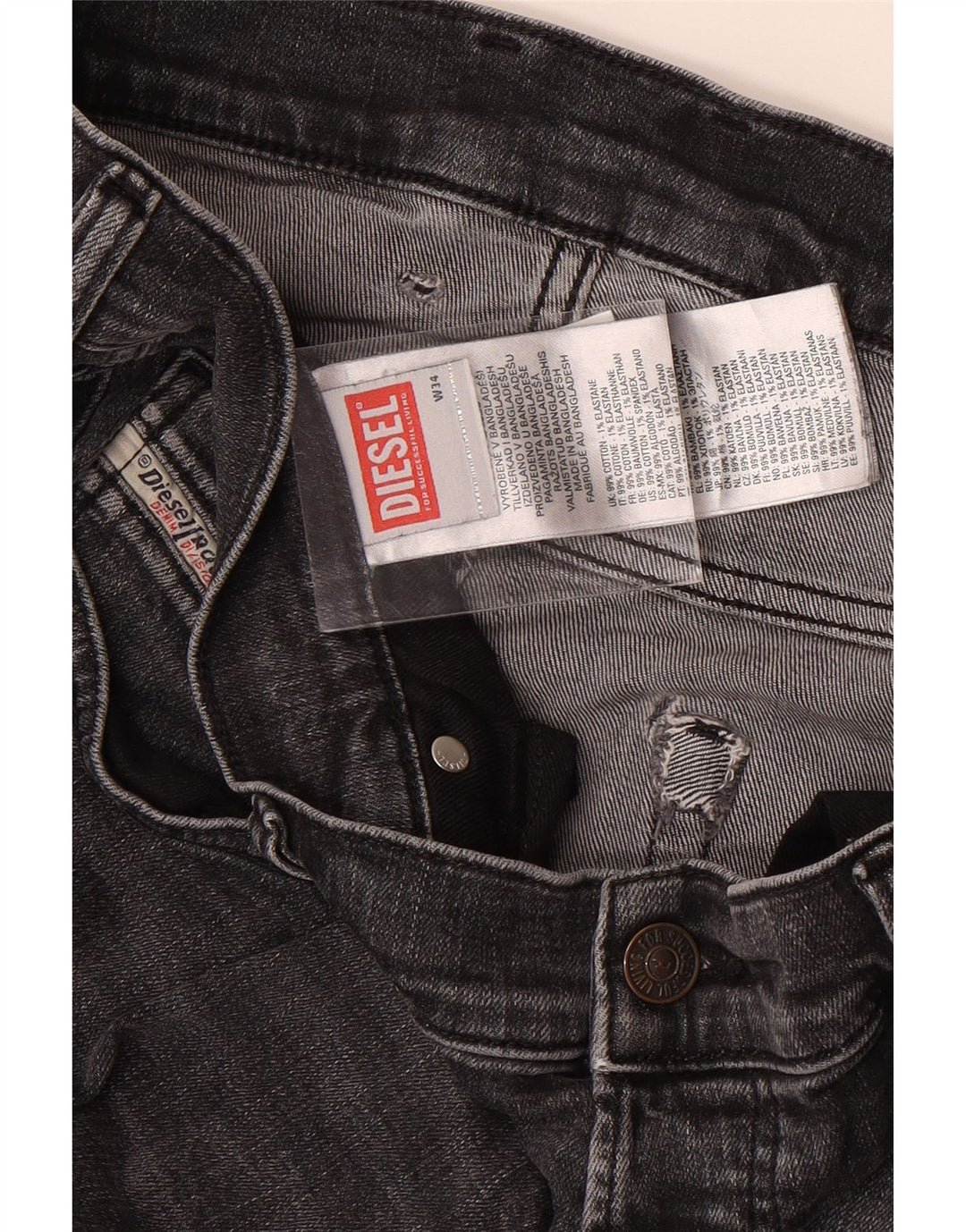 Мужские узкие джинсы Diesel W34 L33 Серый хлопок