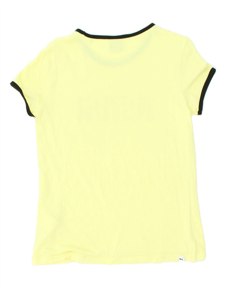 PUMA Womens Graphic T-Shirt Top UK 12 Medium  Yellow Cotton | Vintage Puma | Thrift | Second-Hand Puma | Used Clothing | Messina Hembry 