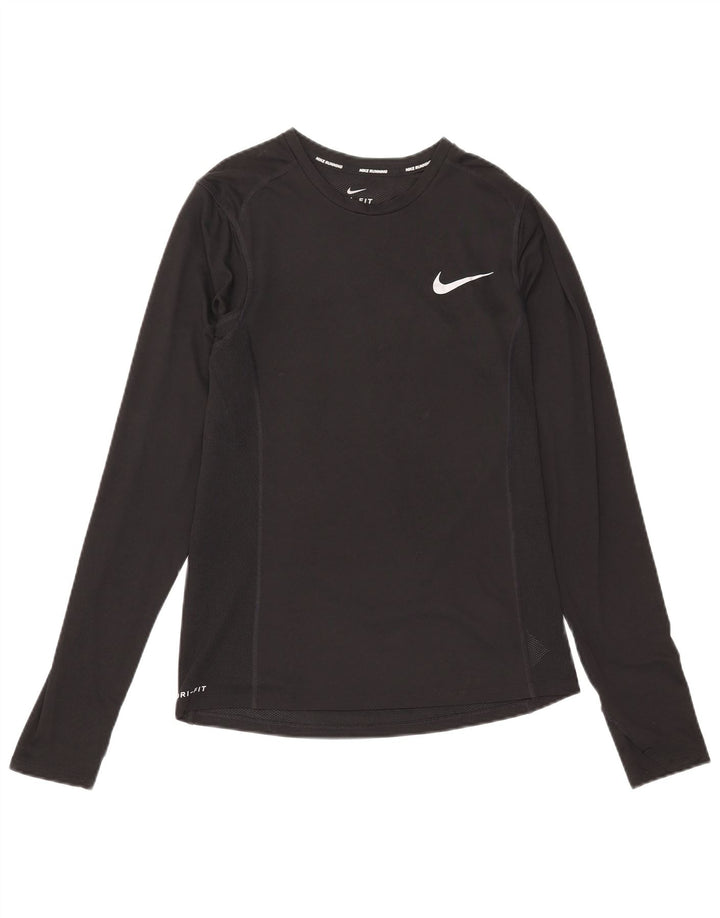 Мужской топ Nike Dri Fit с длинным рукавом, маленький черный полиэстер
