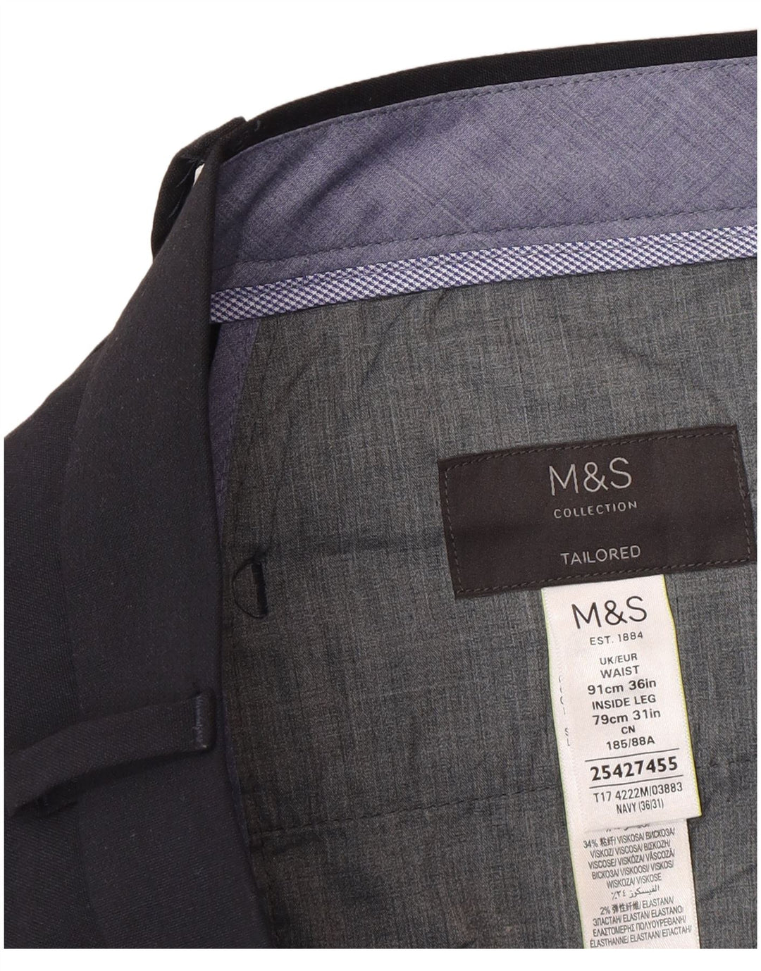 Мужские узкие брюки Marks & Spencer W36 L31 темно-синие