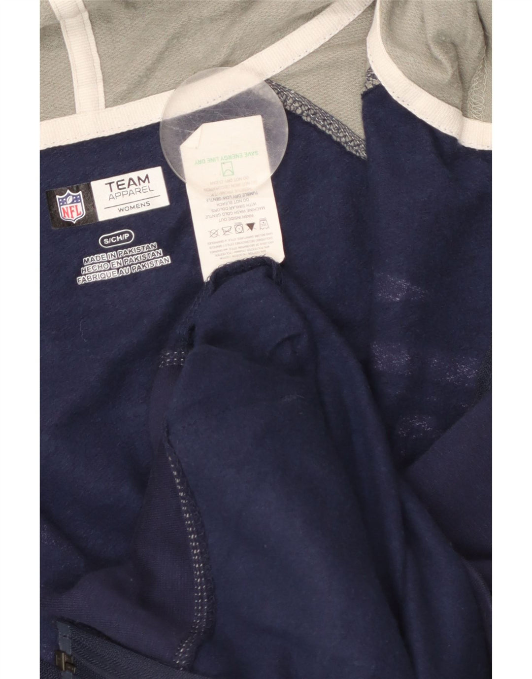 Женский свитер с капюшоном на молнии NFL Patriots UK 10, маленький темно-синий с цветными блоками