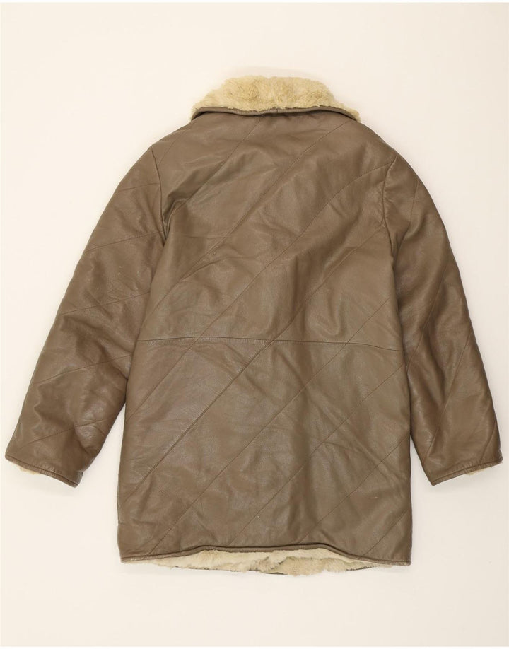 VINTAGE Womens Shearling Jacket UK 16 Large Green Vintage Vintage and Second-Hand Vintage from Messina Hembry 