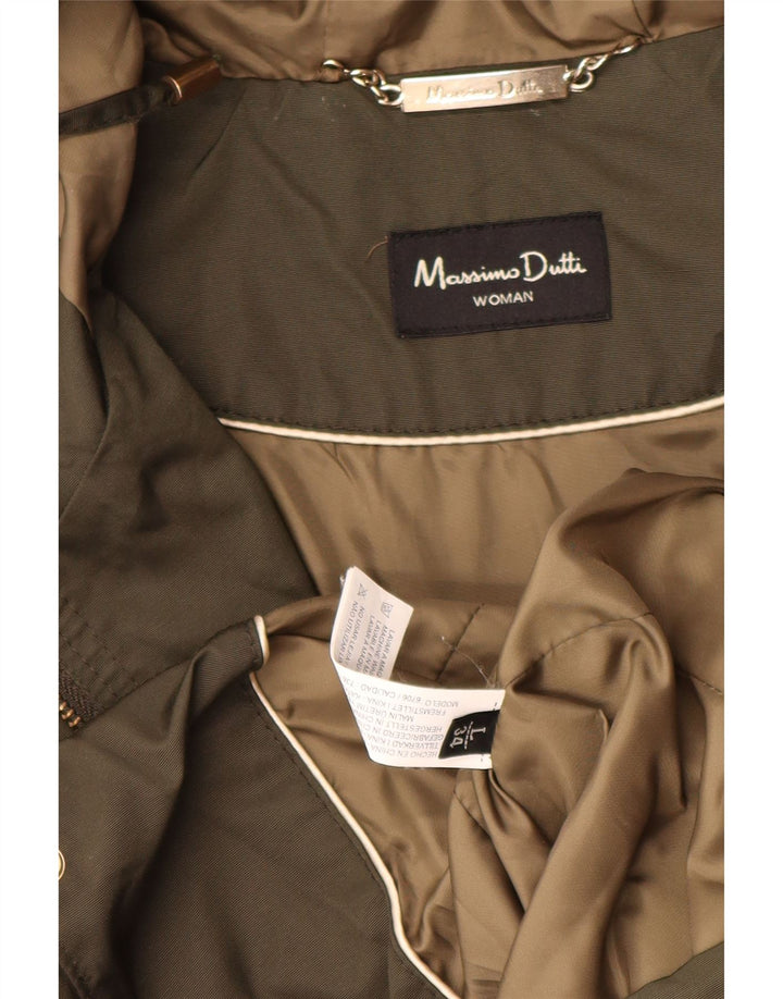 Женская парка MASSIMO DUTTI с капюшоном UK 16, большой зеленый полиэстер