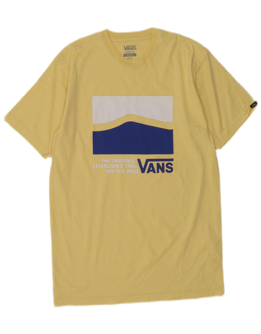 Мужская футболка классического кроя с рисунком Vans, хлопковый топ среднего желтого цвета