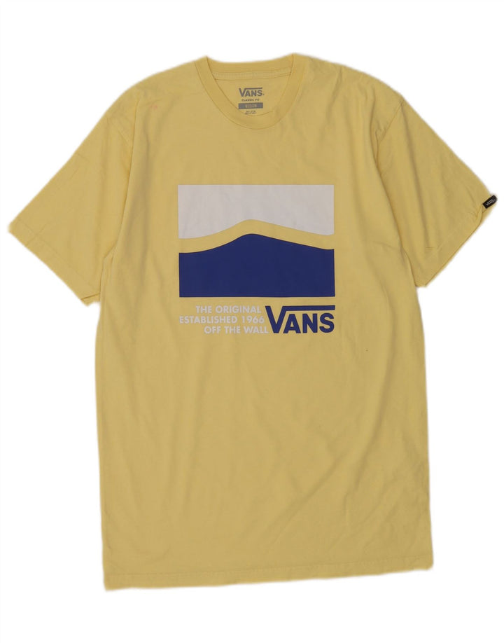 Мужская футболка классического кроя с рисунком Vans, хлопковый топ среднего желтого цвета