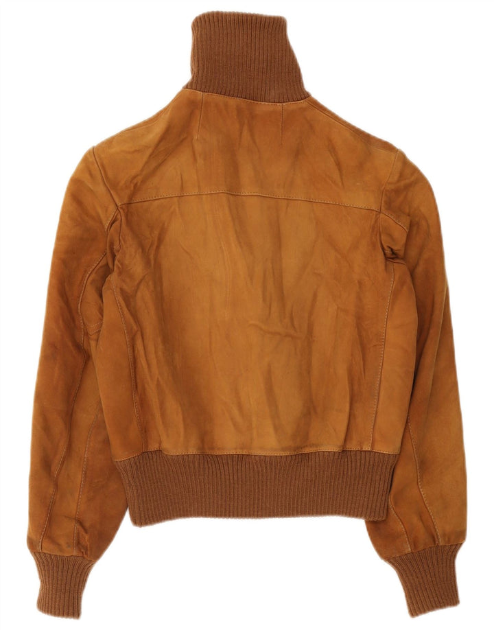 Винтажный женский замшевый бомбер UK 10, маленький коричневый цвет