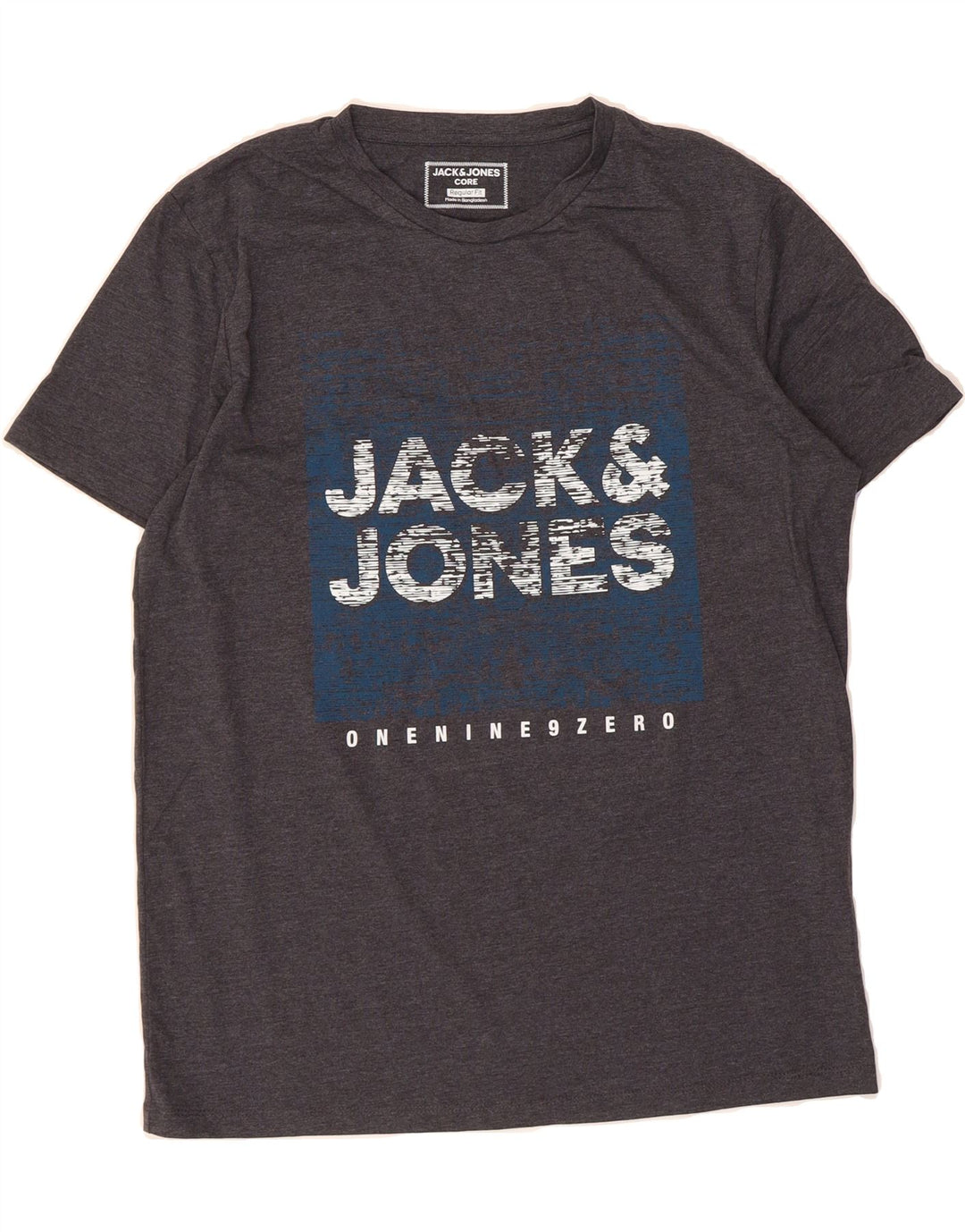 JACK & JONES Mens Regular Fit Graphic T-Shirt Top Large Grey Cotton Vintage Jack & Jones and Second-Hand Jack & Jones from Messina Hembry 