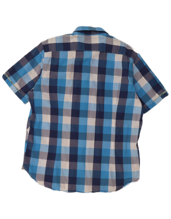 Мужская рубашка с коротким рукавом Ted Baker, размер 6, 2XL, синяя клетка, хлопок