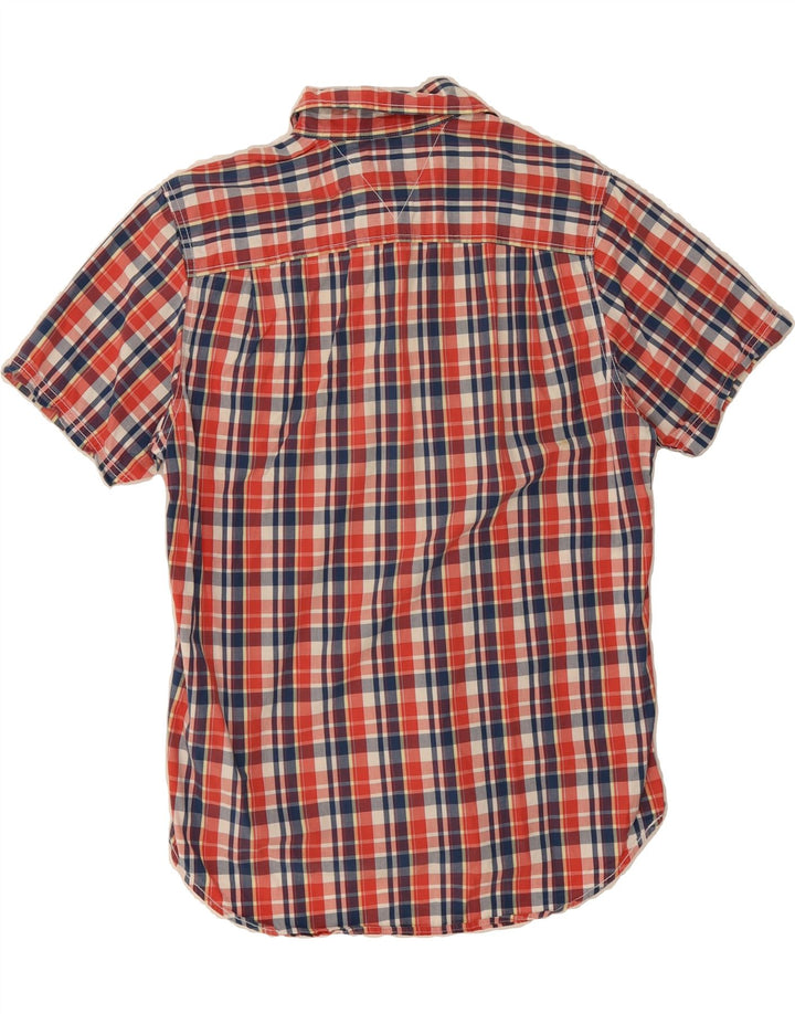 TOMMY HILFIGER Mens Custom Fit Short Sleeve Shirt Small Red Check Cotton Vintage Tommy Hilfiger and Second-Hand Tommy Hilfiger from Messina Hembry 