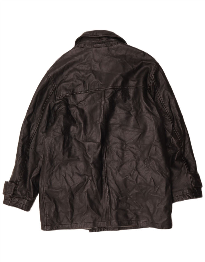 Vintage Mens Leather Coat UK 38 Medium Black