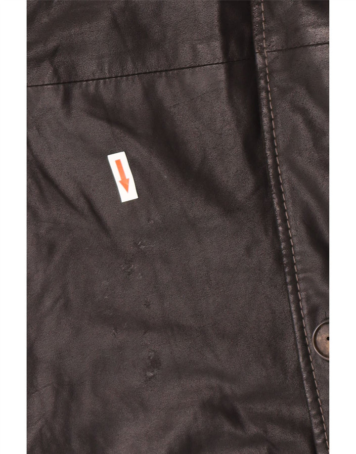 Винтажное мужское кожаное пальто IT 58 4XL Черное кожаное
